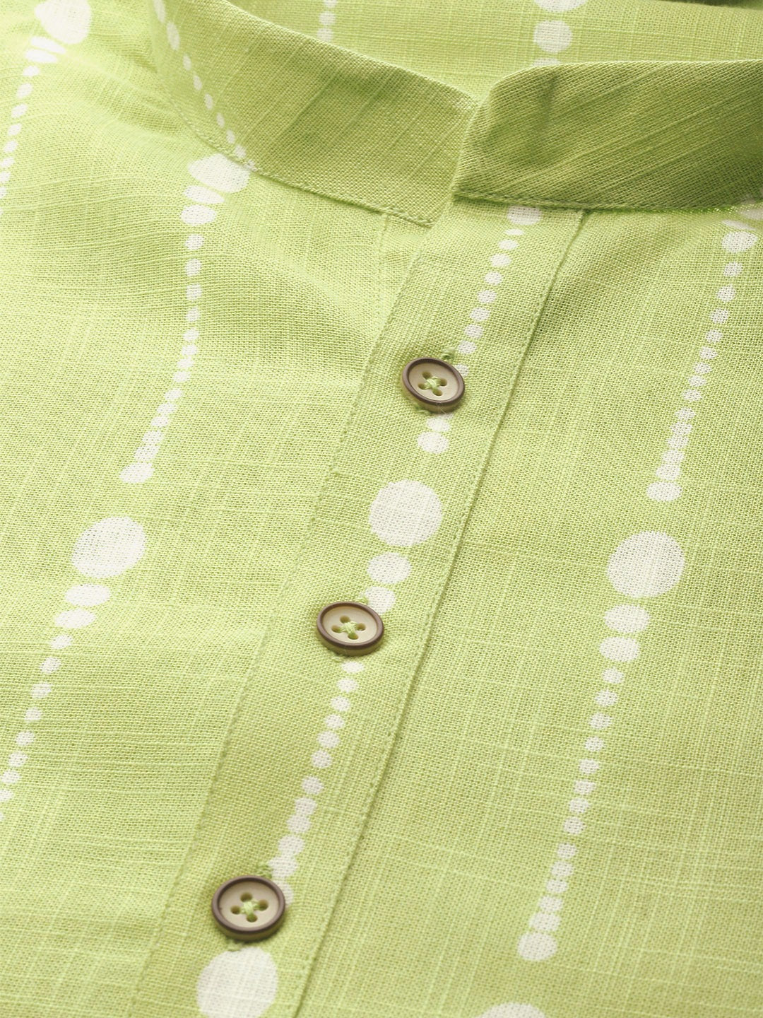 Lime Green And White Printed Straight Kurta With Pyjama