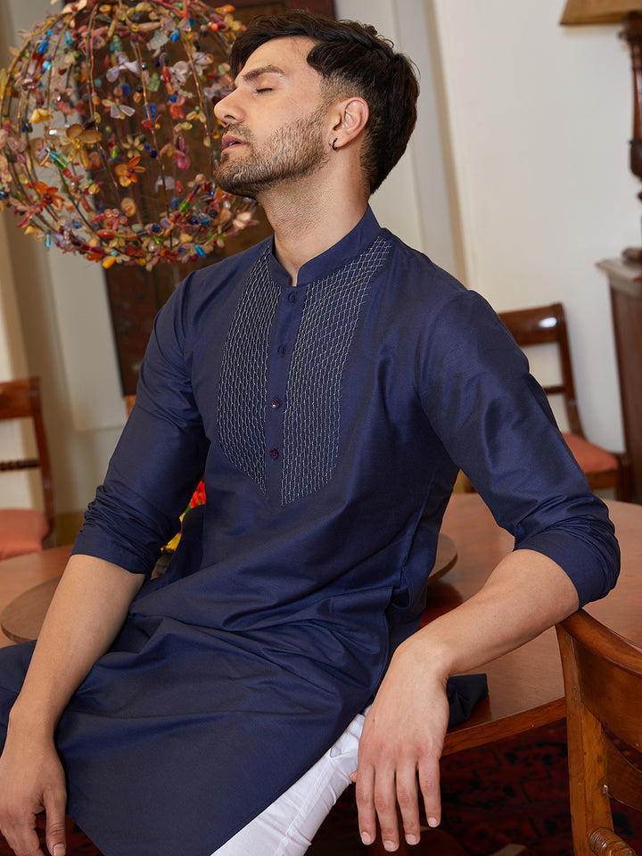Pintuck Yoke Cotton Silk Straight Kurta