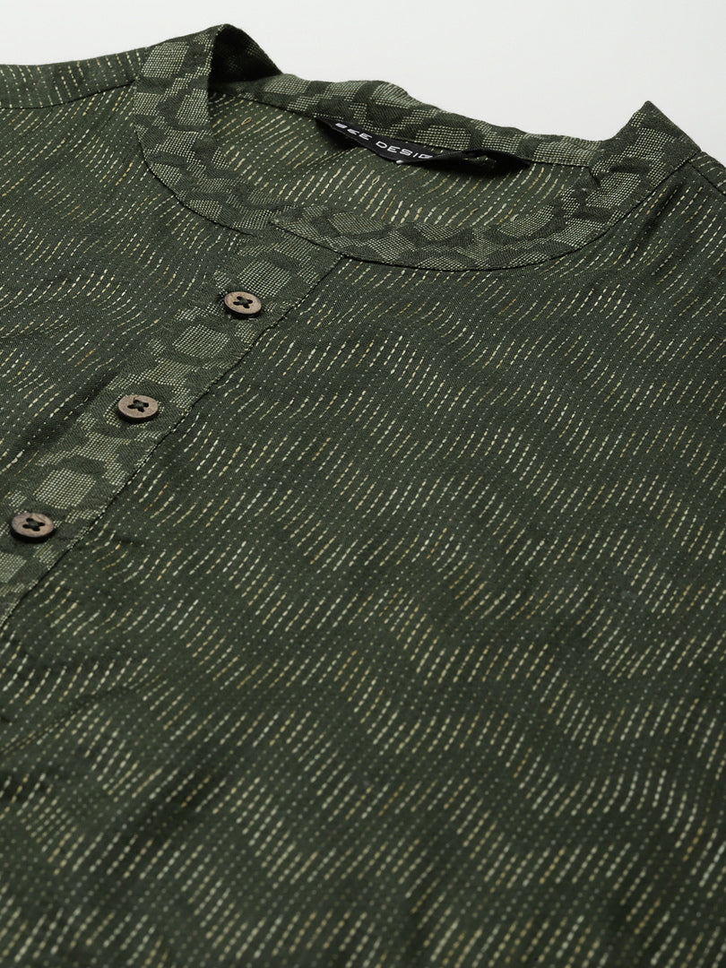 Handwoven Straight Silk Kurta with Pyjama