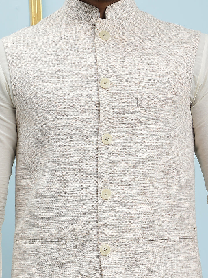 Solid Handwoven Pure Cotton Nehru Jacket