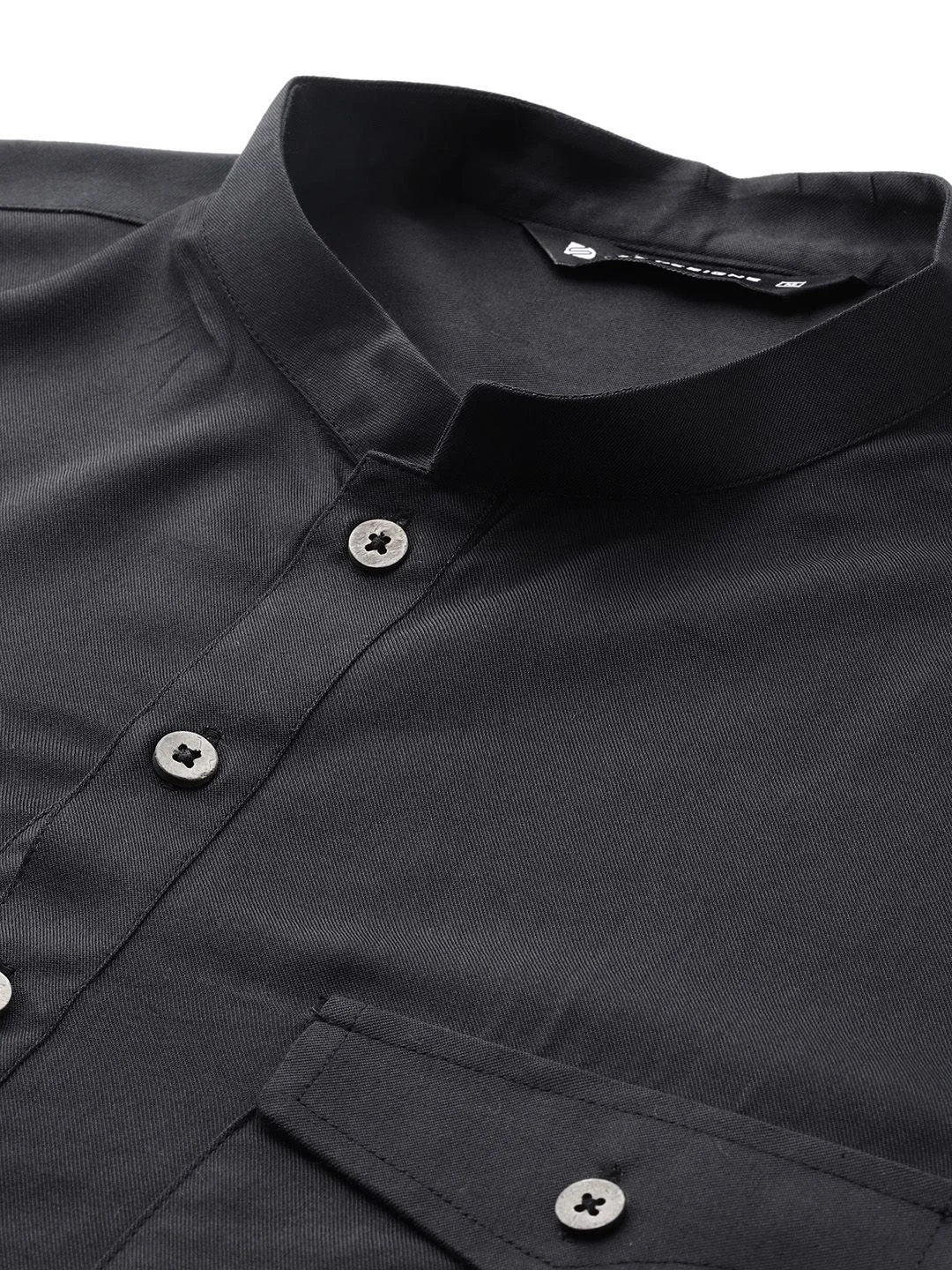 Men's Black Rayon Solid Pathani Set