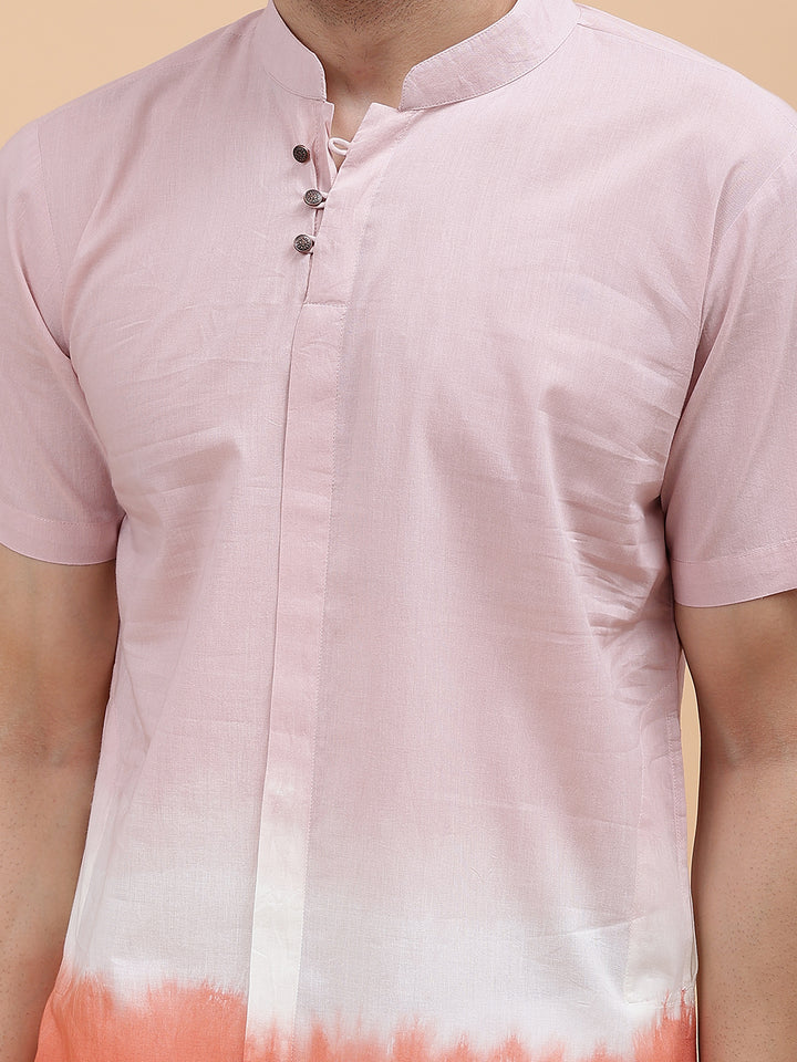 Ombre Dyed Pure Cotton Men's Short Kurta