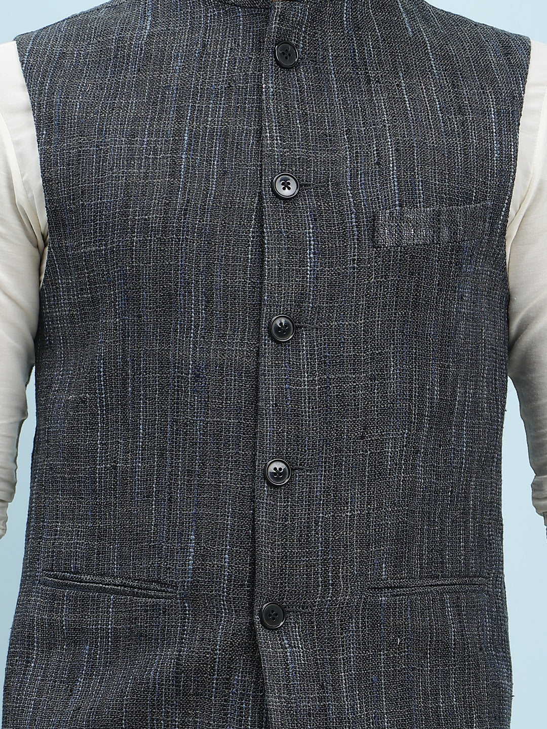 Solid Handwoven Pure Cotton Nehru Jacket