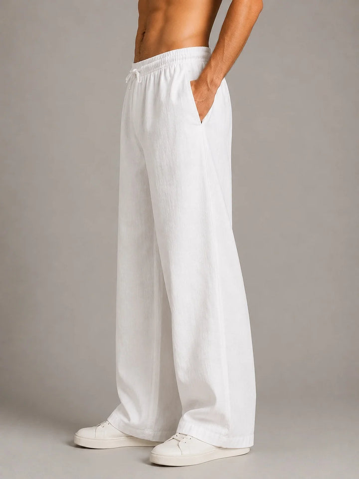 See Designs Men's Flare Linen Pyjama Relaxed Fit Drawstring Lounge Pants