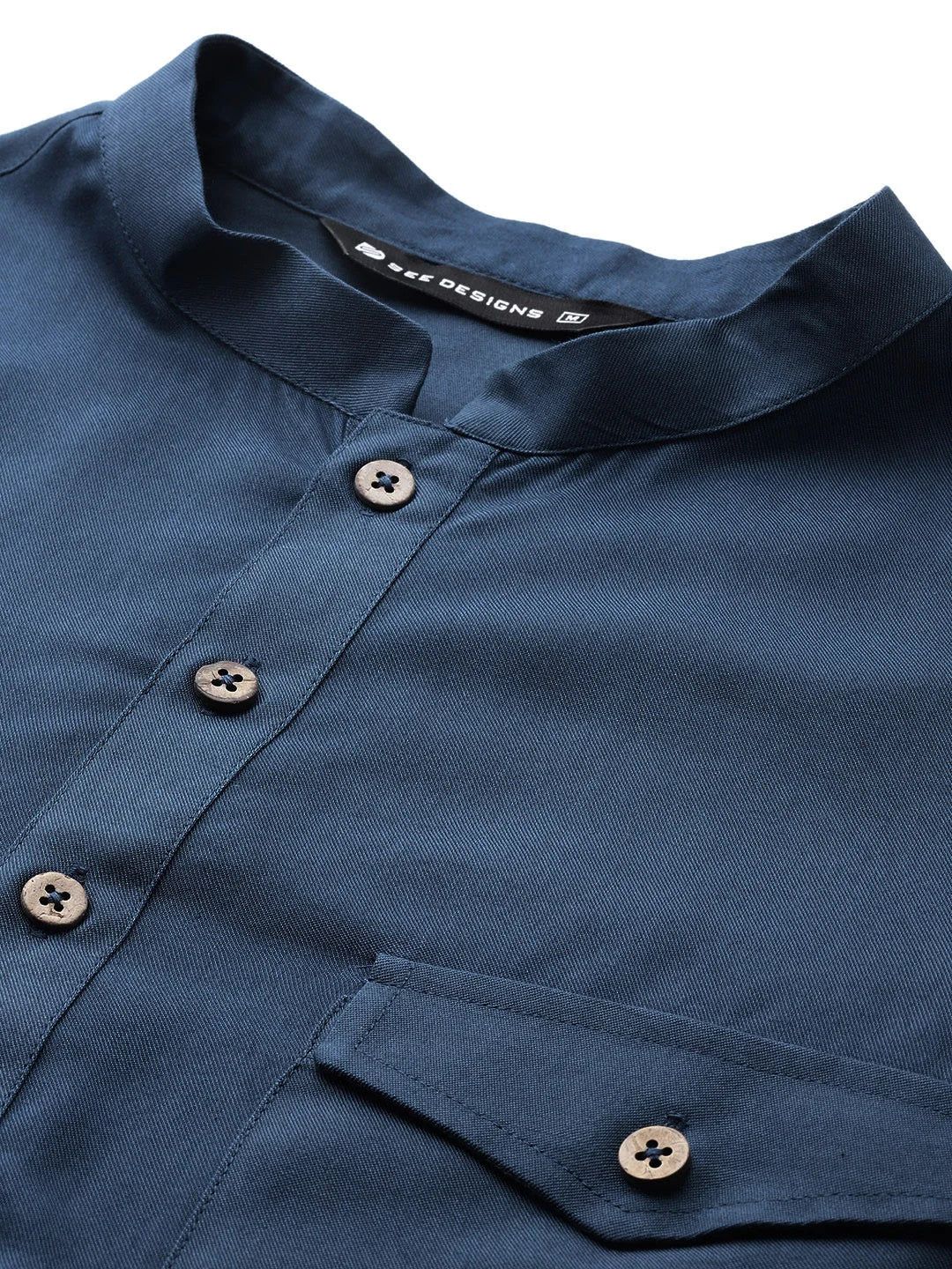 Men's Blue Rayon Solid Pathani Set