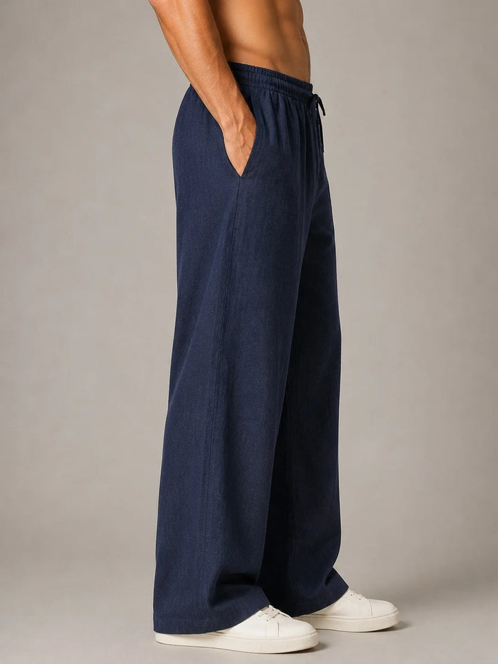 See Designs Men's Flare Linen Pyjama Relaxed Fit Drawstring Lounge Pants