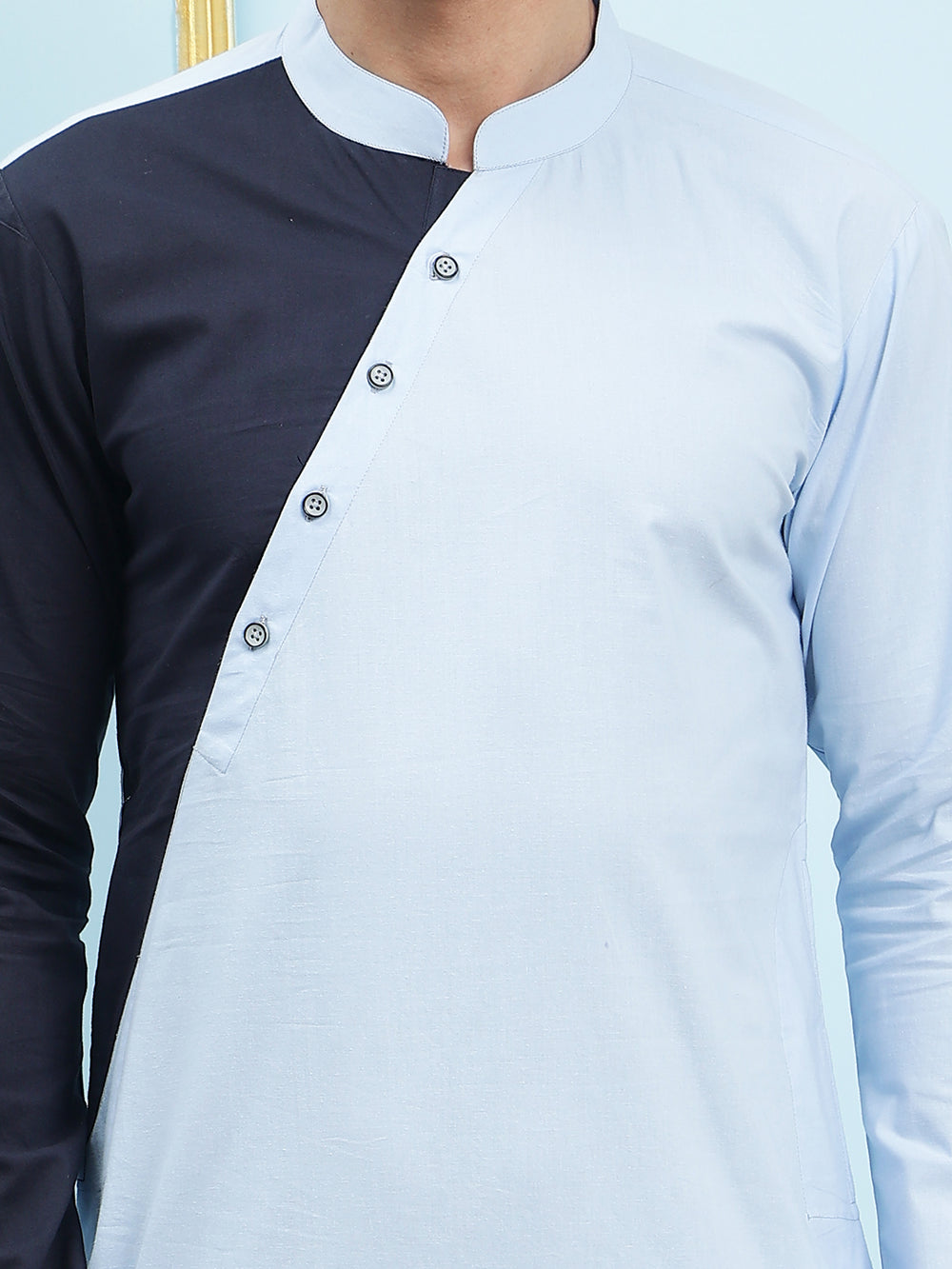 Solid Pure Cotton Straight Kurta with Princess Panel – Blue