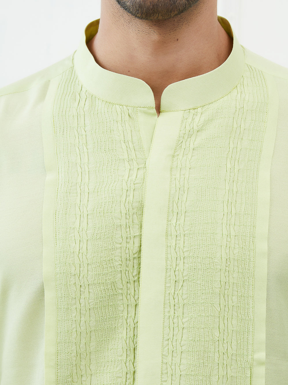 Solid Pure Cotton Straight Kurta with Thread Worked Neck Design and Pyjama – Green