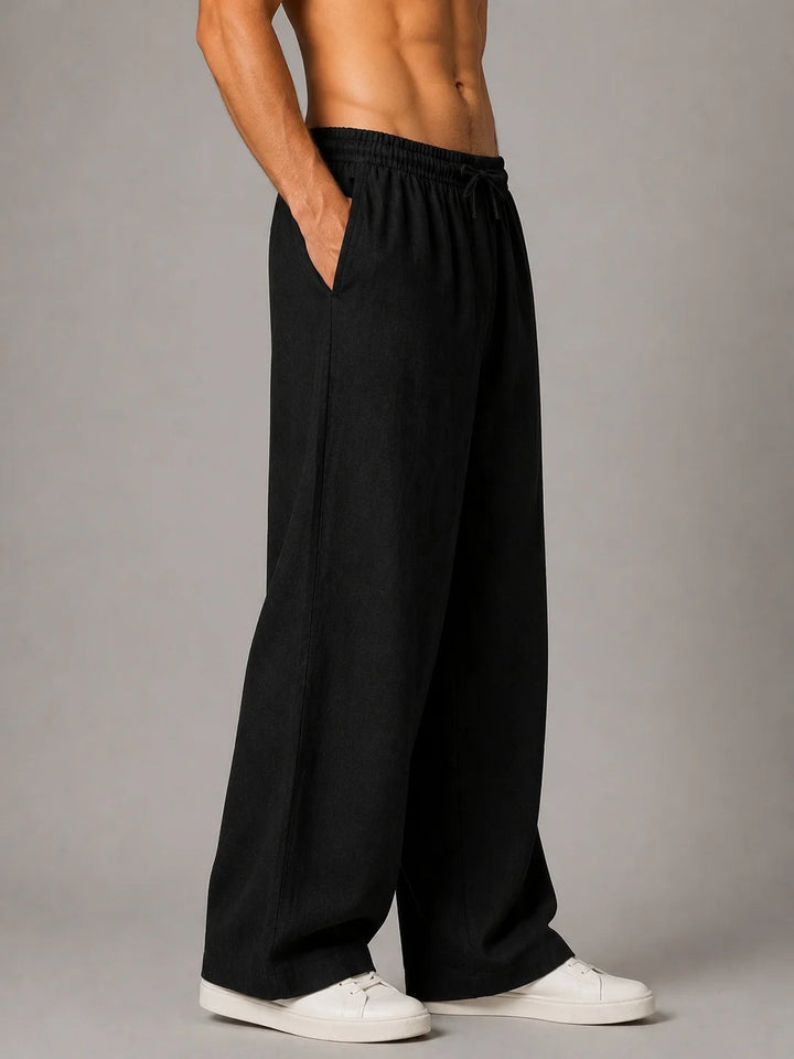 See Designs Men's Flare Linen Pyjama Relaxed Fit Drawstring Lounge Pants