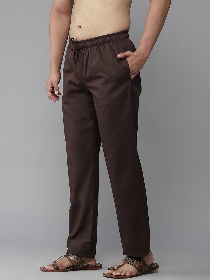 Combo Pack of 2: Deep Brown & Brown Solid Cotton Pyjamas