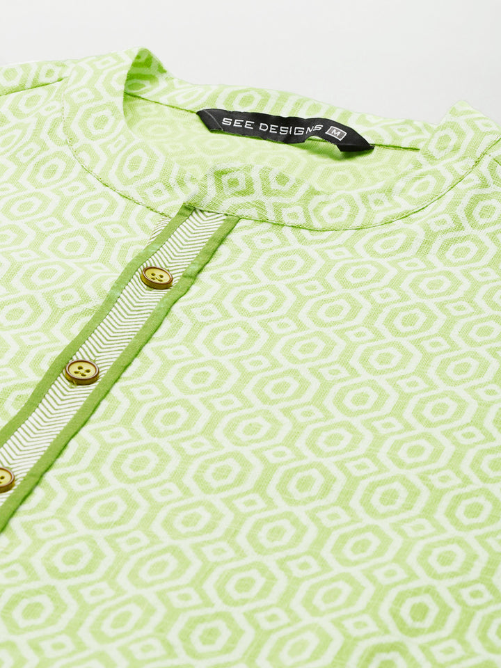 Printed Pure Cotton Straight kurta with Pyjama
