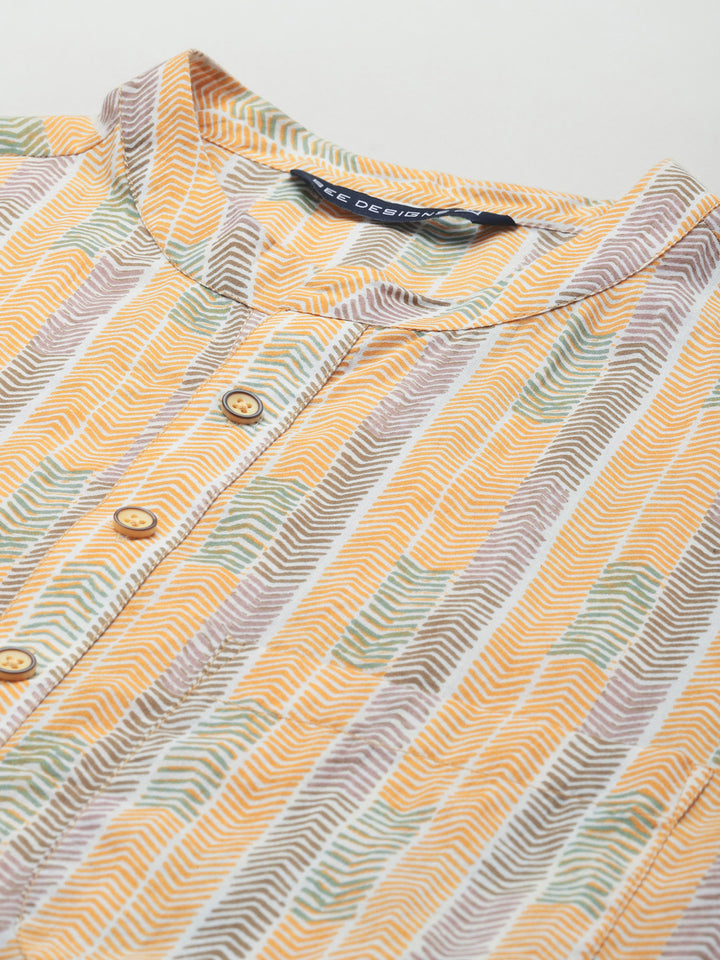 Self-Printed Pure Cotton Straight Kurta