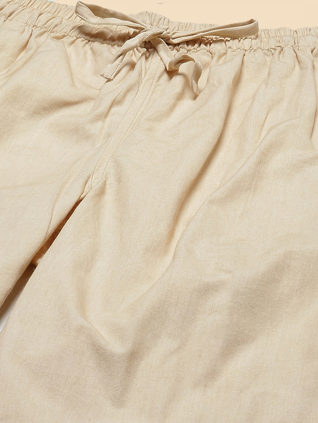 Men's Beige Solid Cotton Pyjama