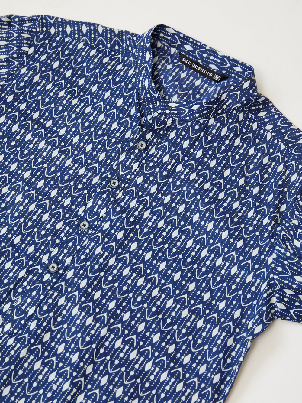 Blue Printed Pure Cotton Straight Kurta with Pyjama – Blue