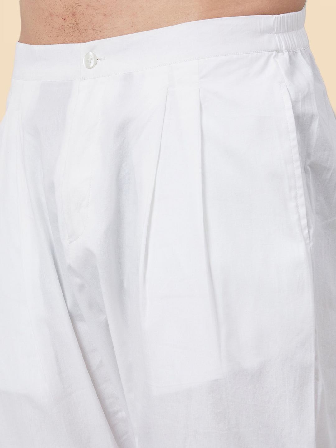 Men's White Solid Cotton Trousers style pant