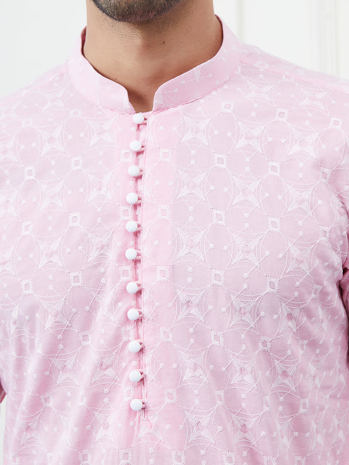 Embroidered Pure Cotton Straight Kurta with Pyjama