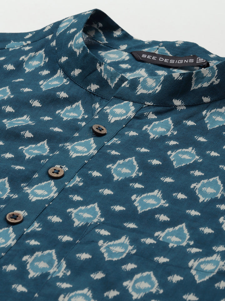 Printed Pure Cotton Straight kurta with Pyjama