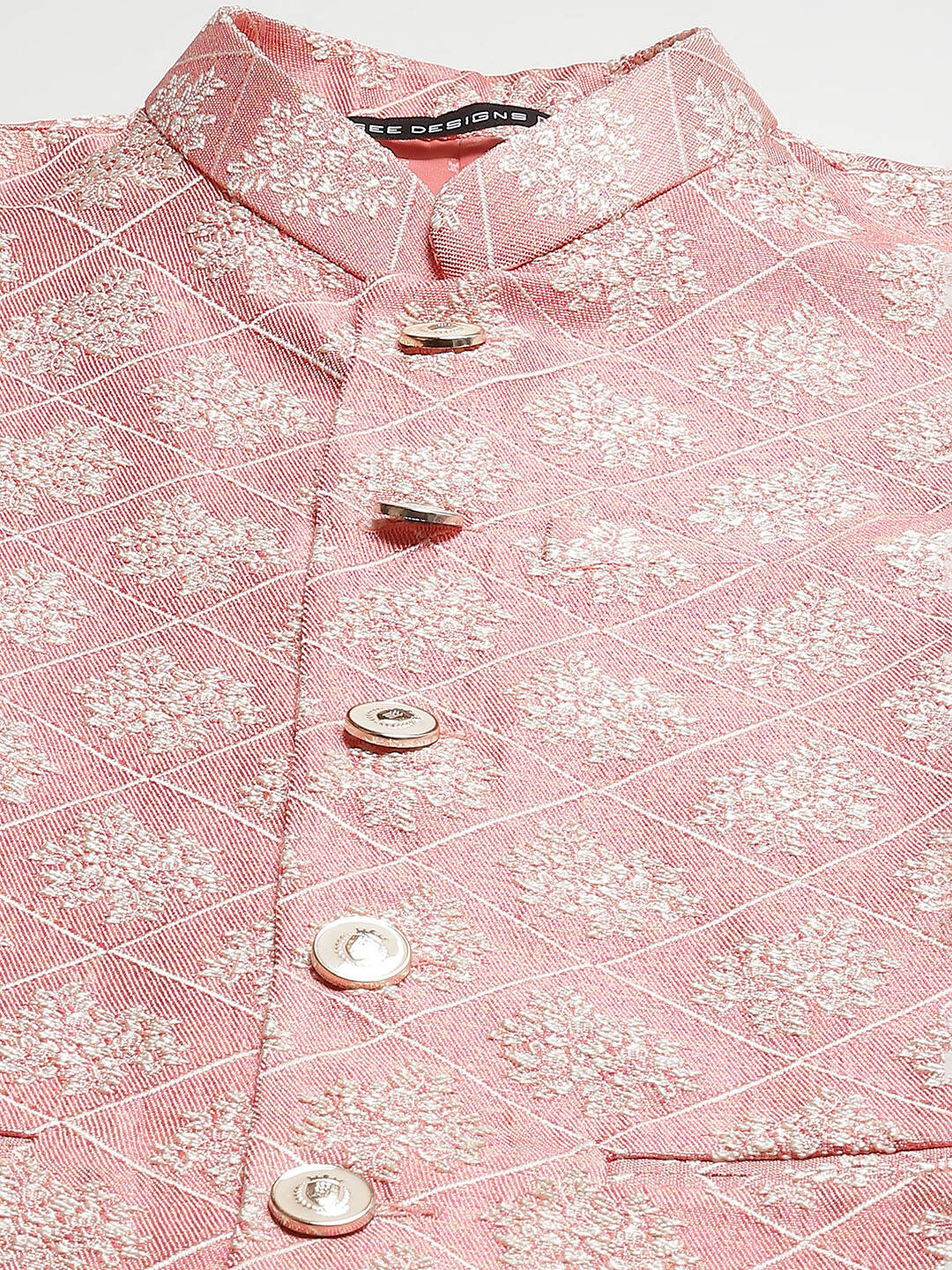 Solid Kurta With Pyjama & Jacquard Nehru Jacket