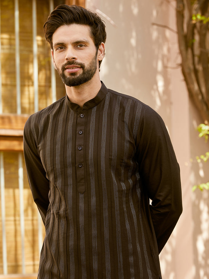 Thread Worked Pure Cotton Straight Kurta with Pyjama