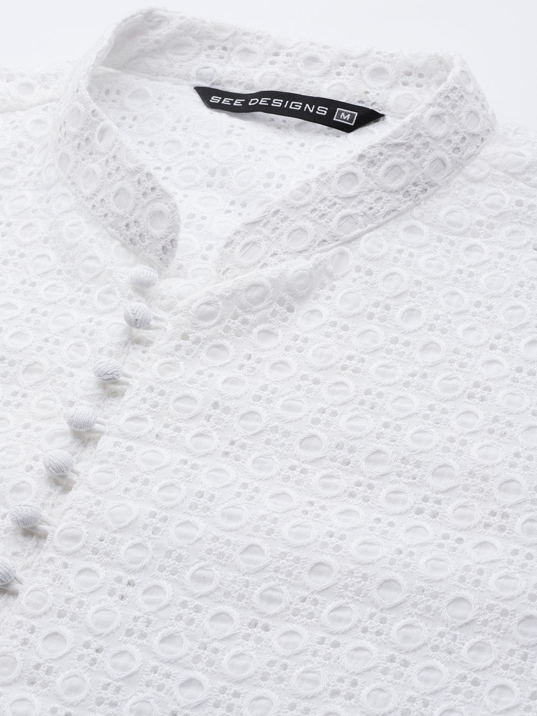 Pure Cotton Chikankari Embroidered Straight kurta with Pyjama