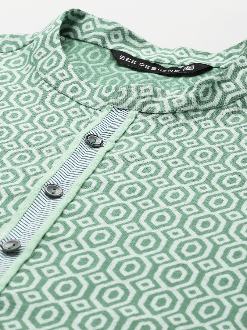 Printed Pure Cotton Straight kurta with Pyjama