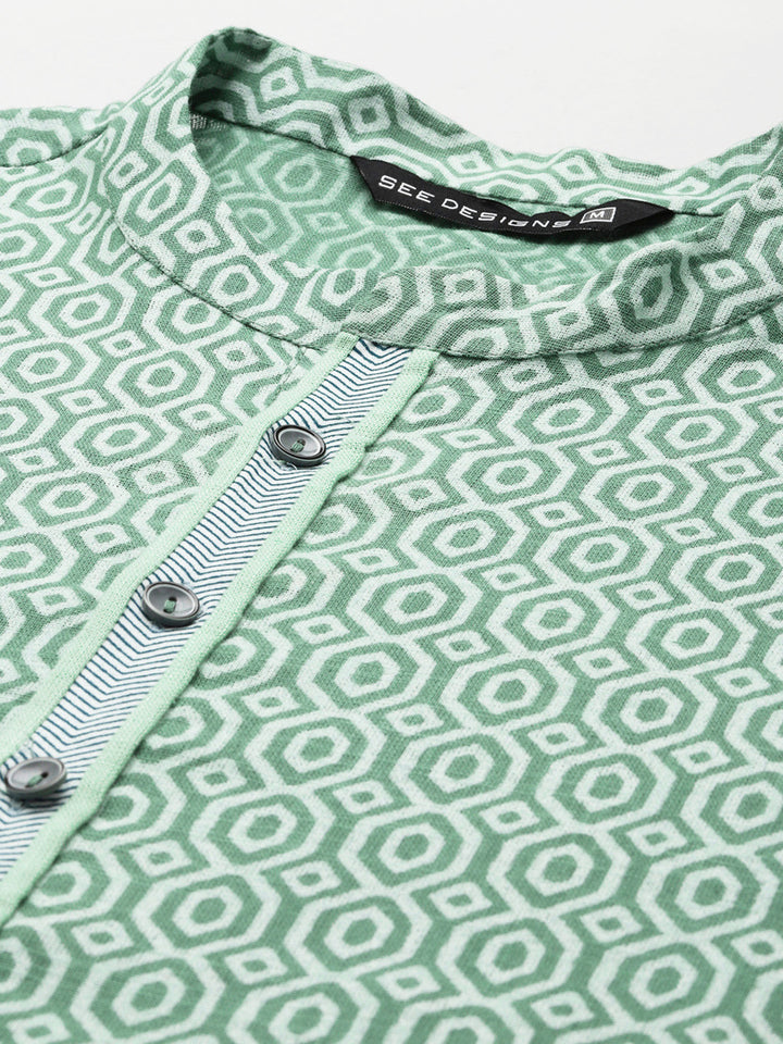 Printed Pure Cotton Straight kurta with Pyjama