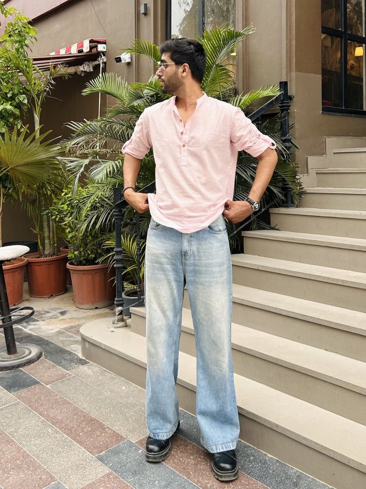 Pure Cotton Mandarin Collar Short Kurta