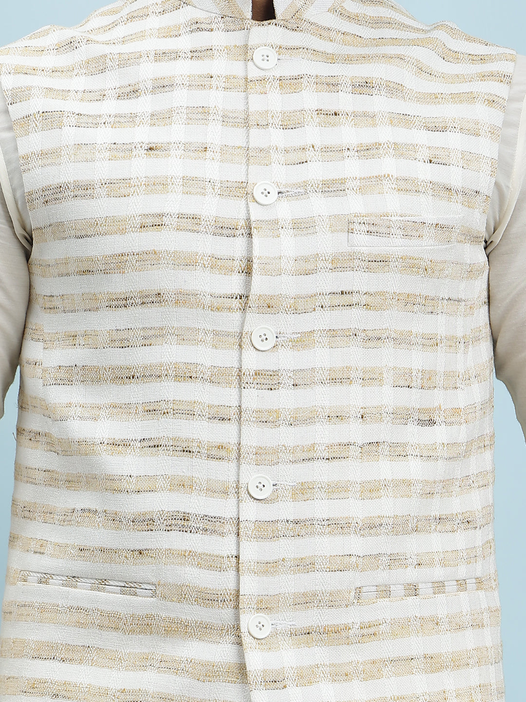 Pure Silk Straight Kurta & Pyjama Set with Handwoven Nehru Jacket