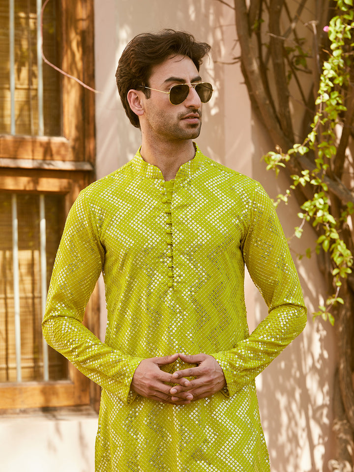 Sequins Embroidered Rayon Straight Kurta with Pyjama