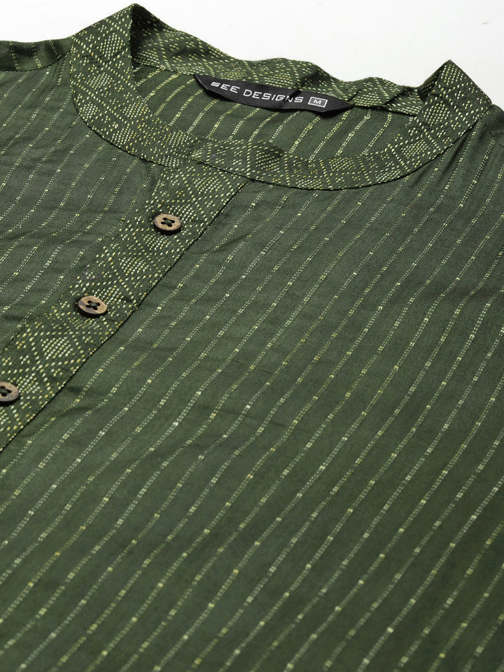 Handwoven Straight Silk Kurta with Pyjama
