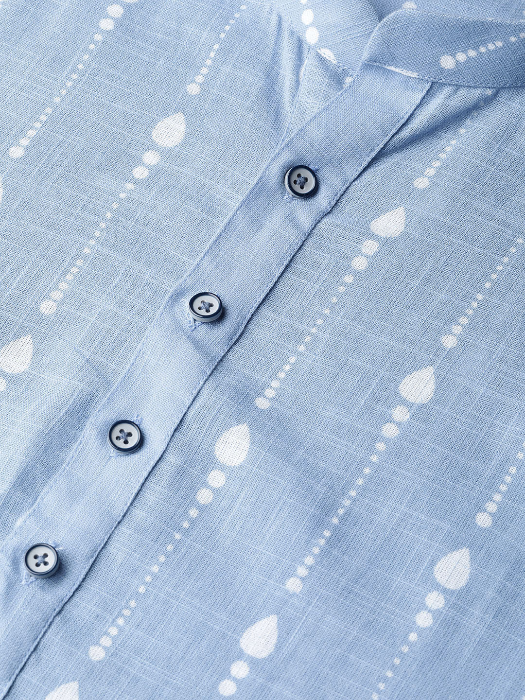 Blue Printed Straight Kurta With Pyjama