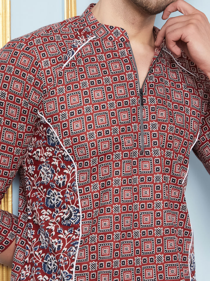 Ajrakh Printed Kurta With Pyjama