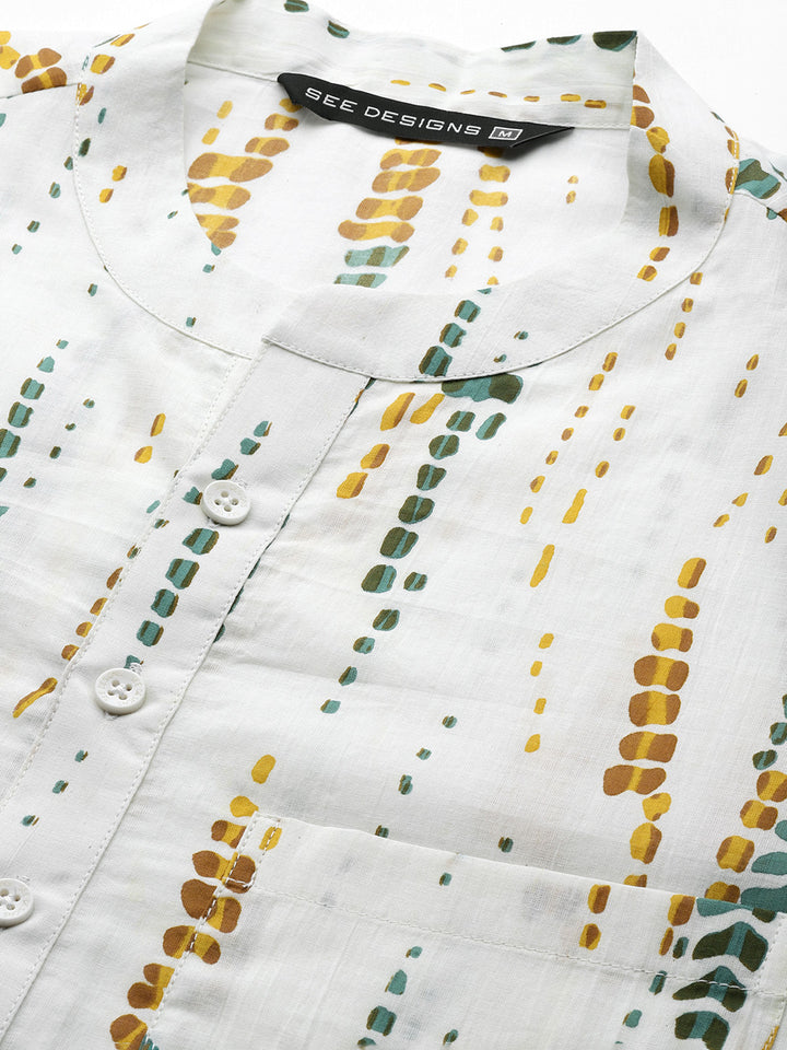 White Multi Tie and dye Straight Kurta
