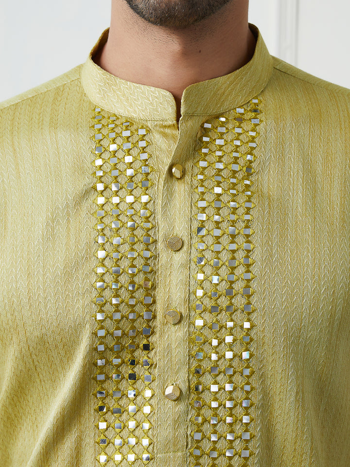 Embroidered Sequin Mirror Worked Pure Cotton Straight Kurta