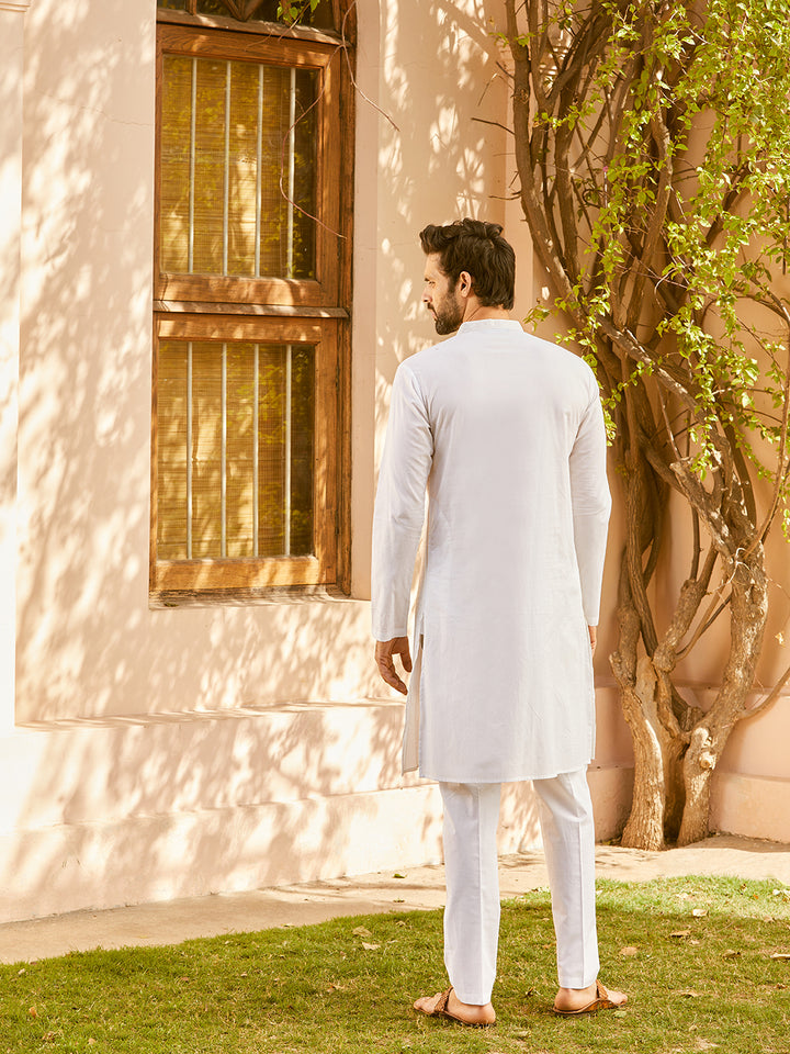 Pintuck with Thread work Pure Cotton Straight Kurta