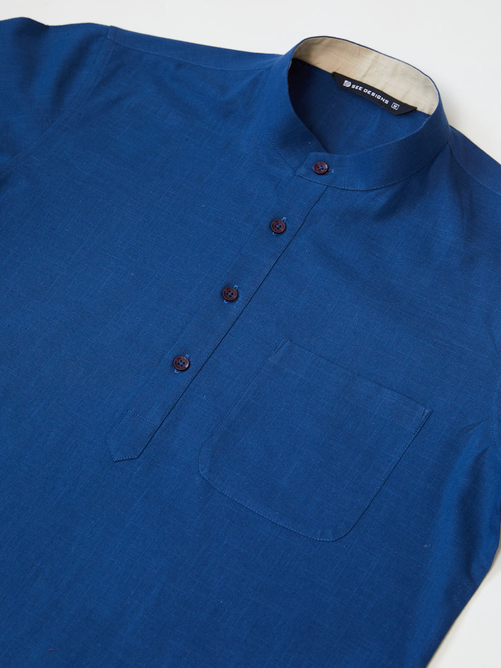 Navy Cotton Slub Pathani kurta with Salwar – Blue