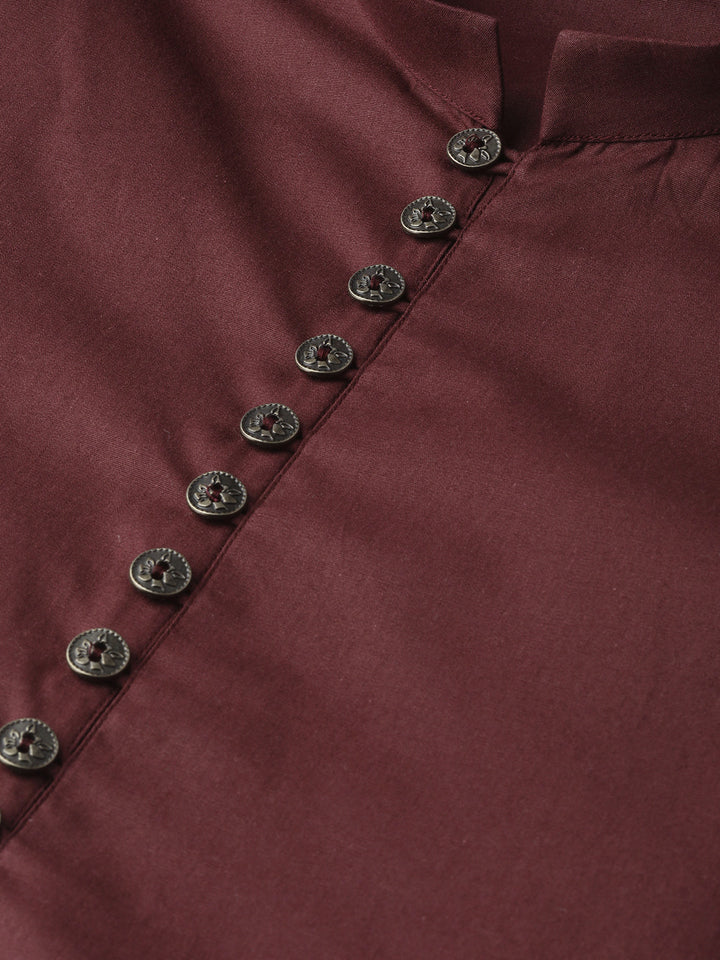Plain Solid Asymmetrical Kurta with Pyjama