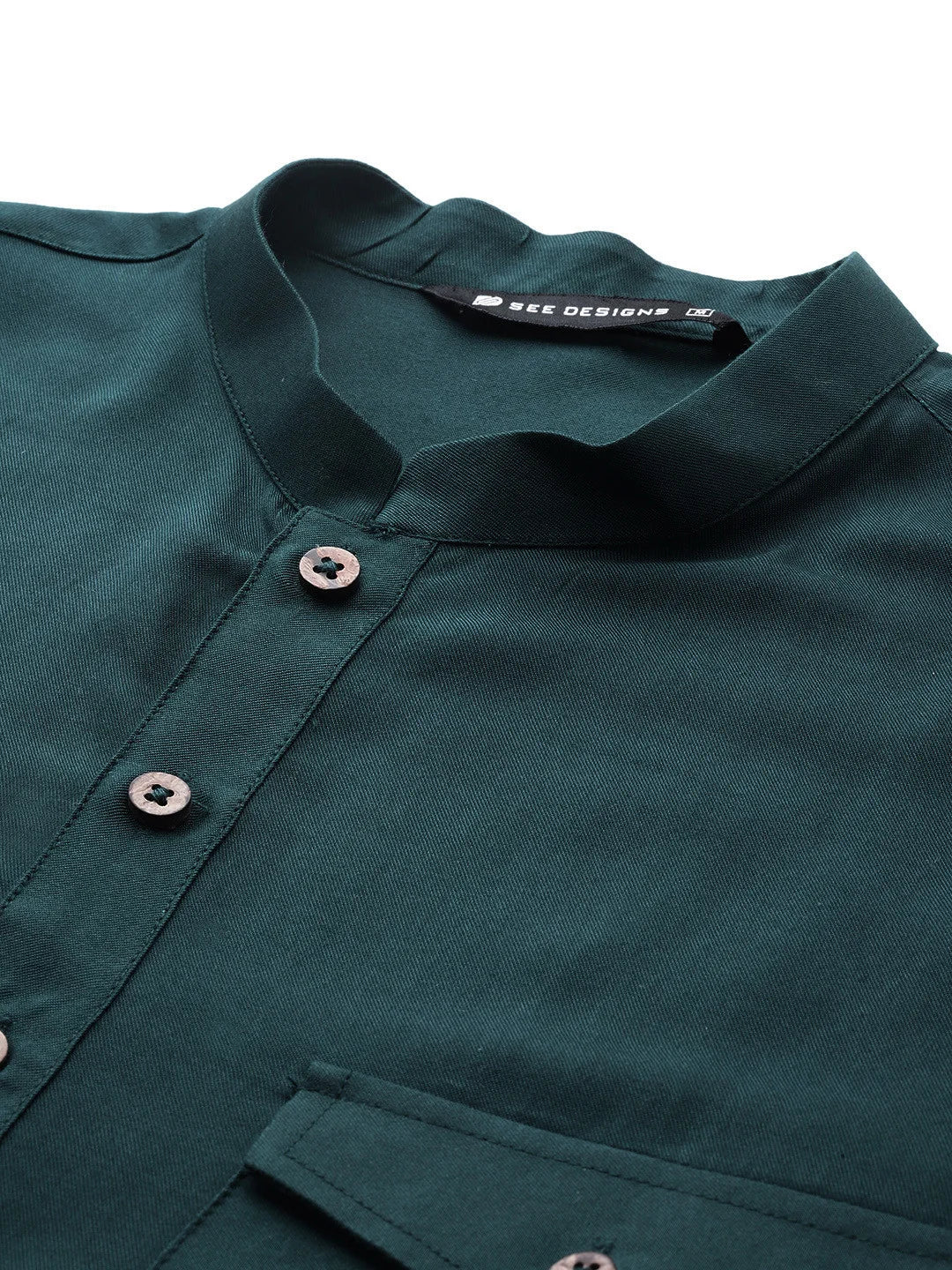 Men's Green Rayon Solid Pathani Set