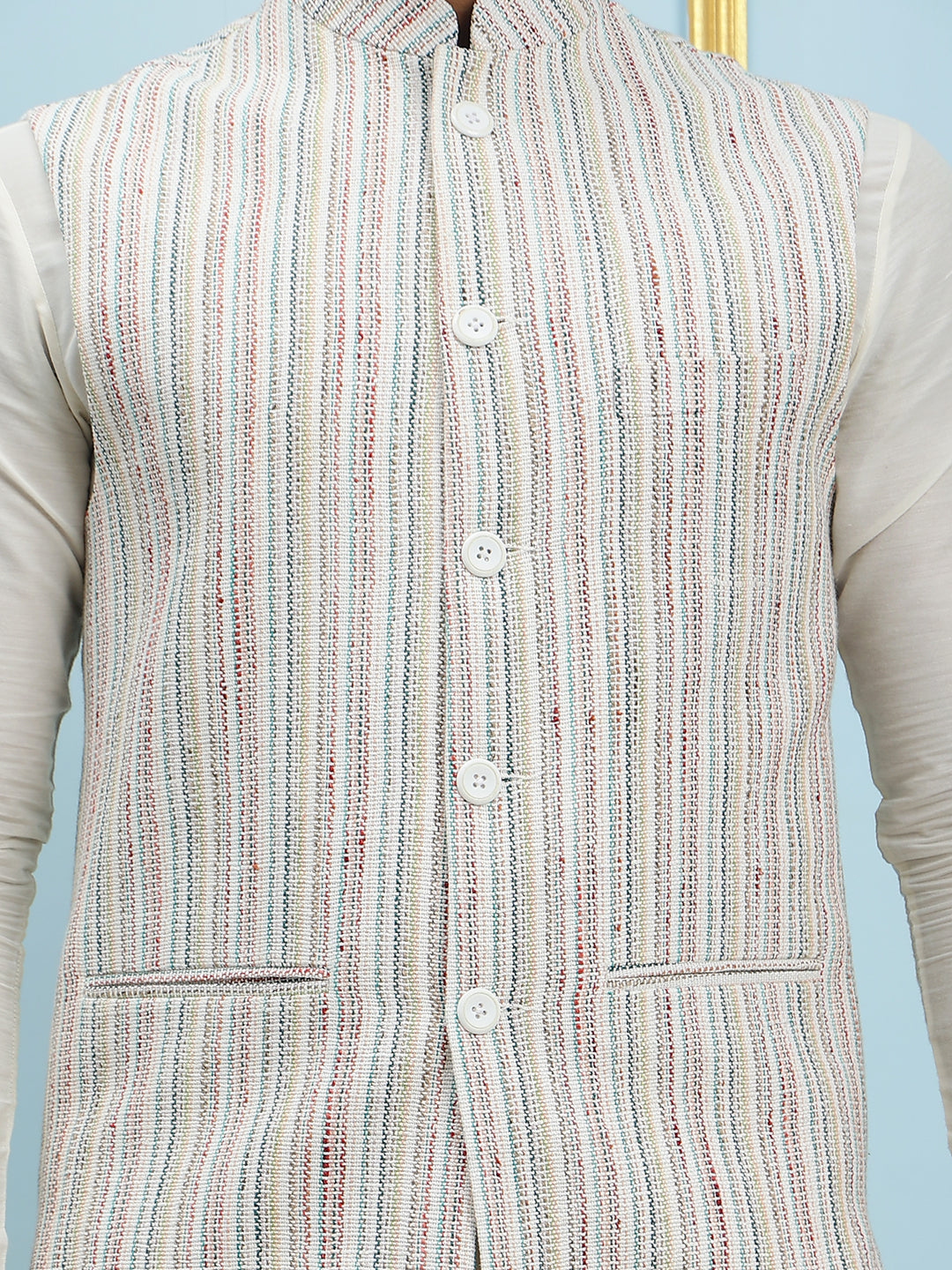 Solid Handwoven Pure Cotton Nehru Jacket