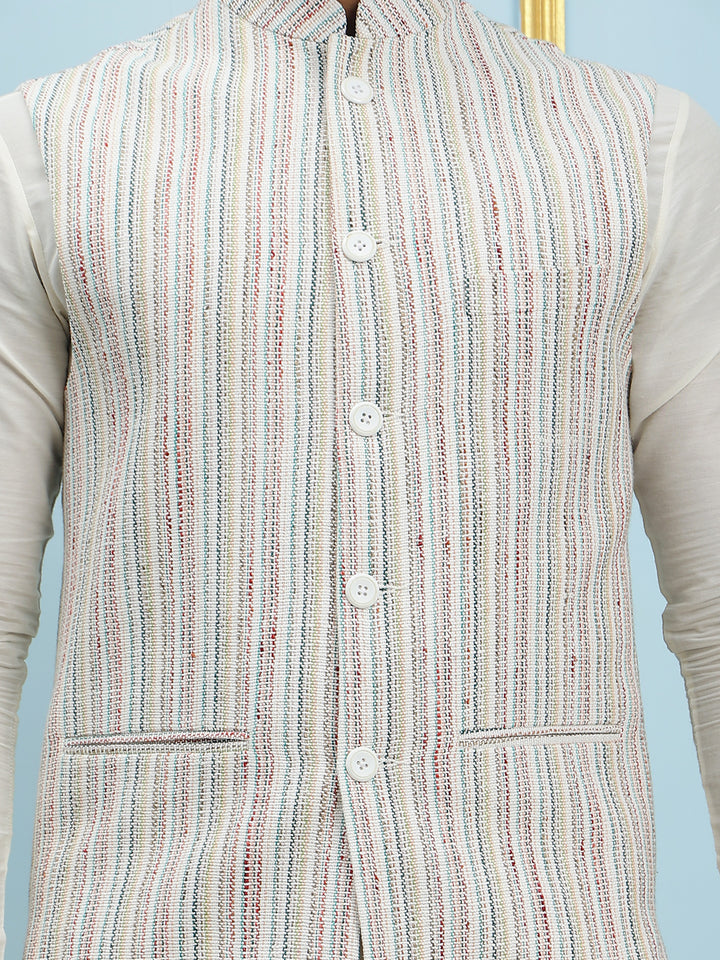 Solid Handwoven Pure Cotton Nehru Jacket