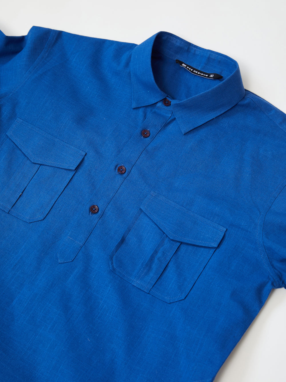Blue Cotton Slub Pathani kurta with Salwar – Blue