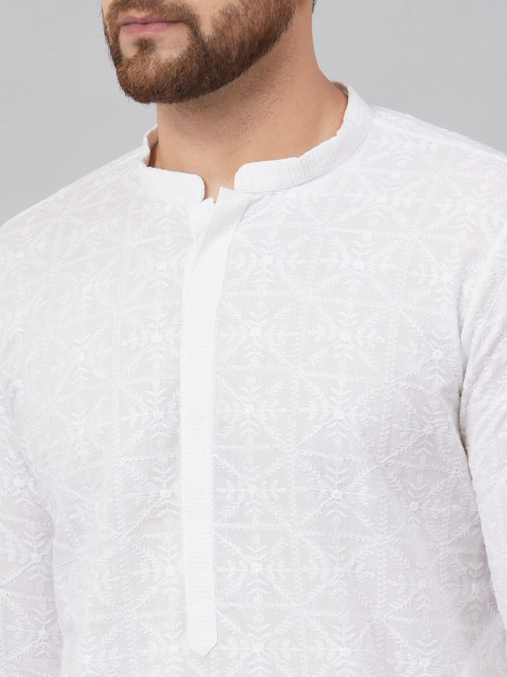 Chikankari Embroidered Straight kurta with Pyjama
