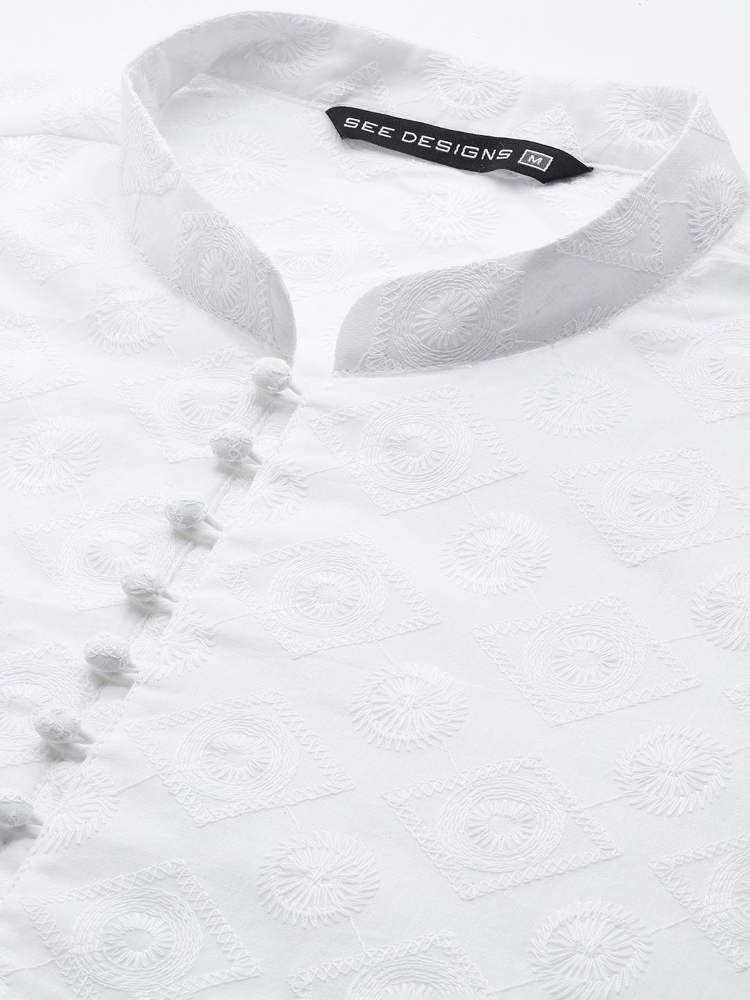 Pure Cotton Chikankari Embroidered Straight kurta with Pyjama