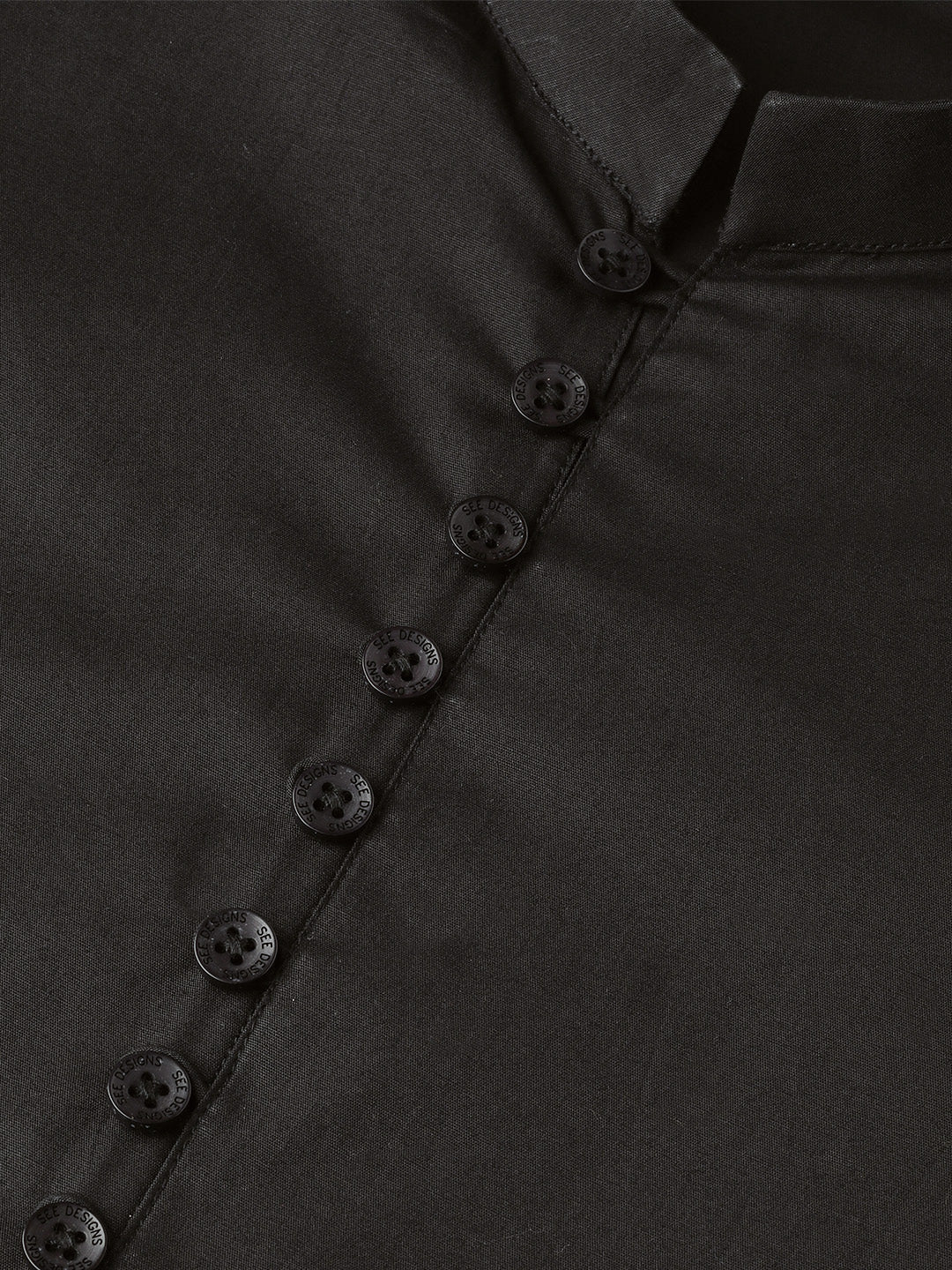 Black Solid Asymmetrical Kurta With Pyjama