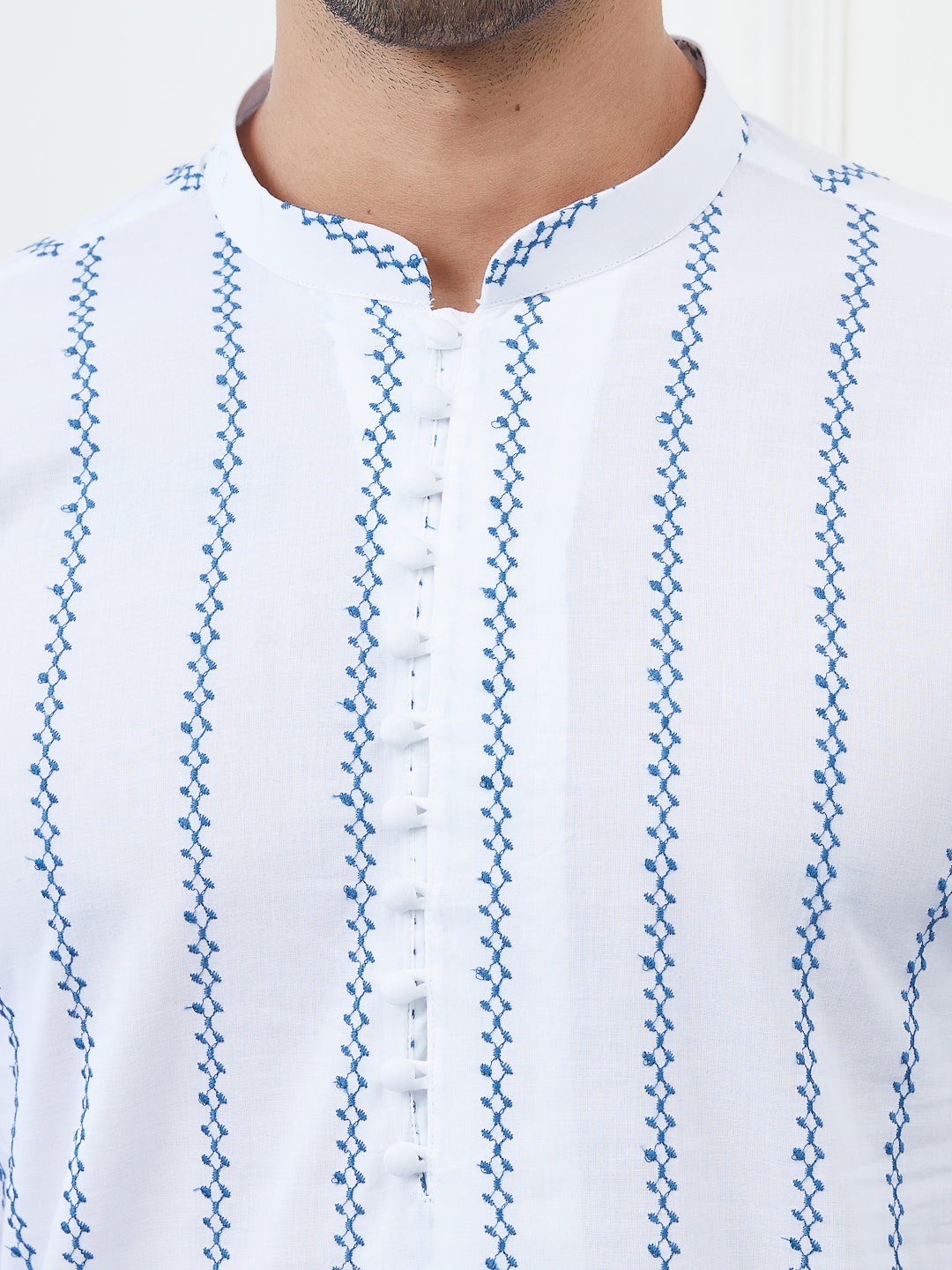Embroidered Pure Cotton Straight Kurta with Pyjama