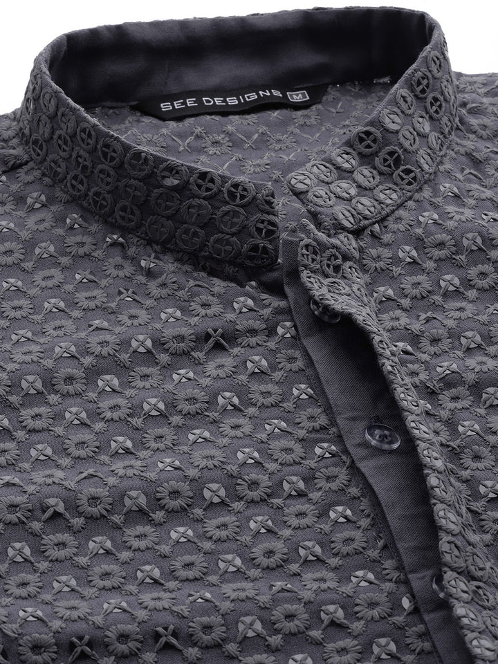 Sequins Embroidered Rayon Kurta