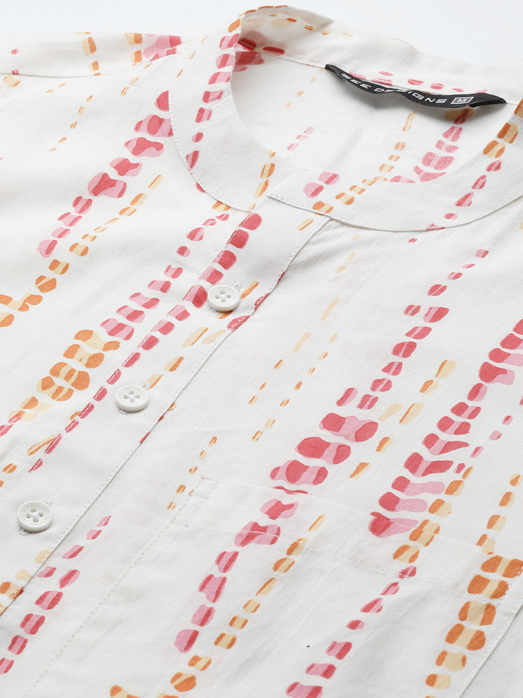White and Red Tie and dye Print Design Straight Kurta With Pajama