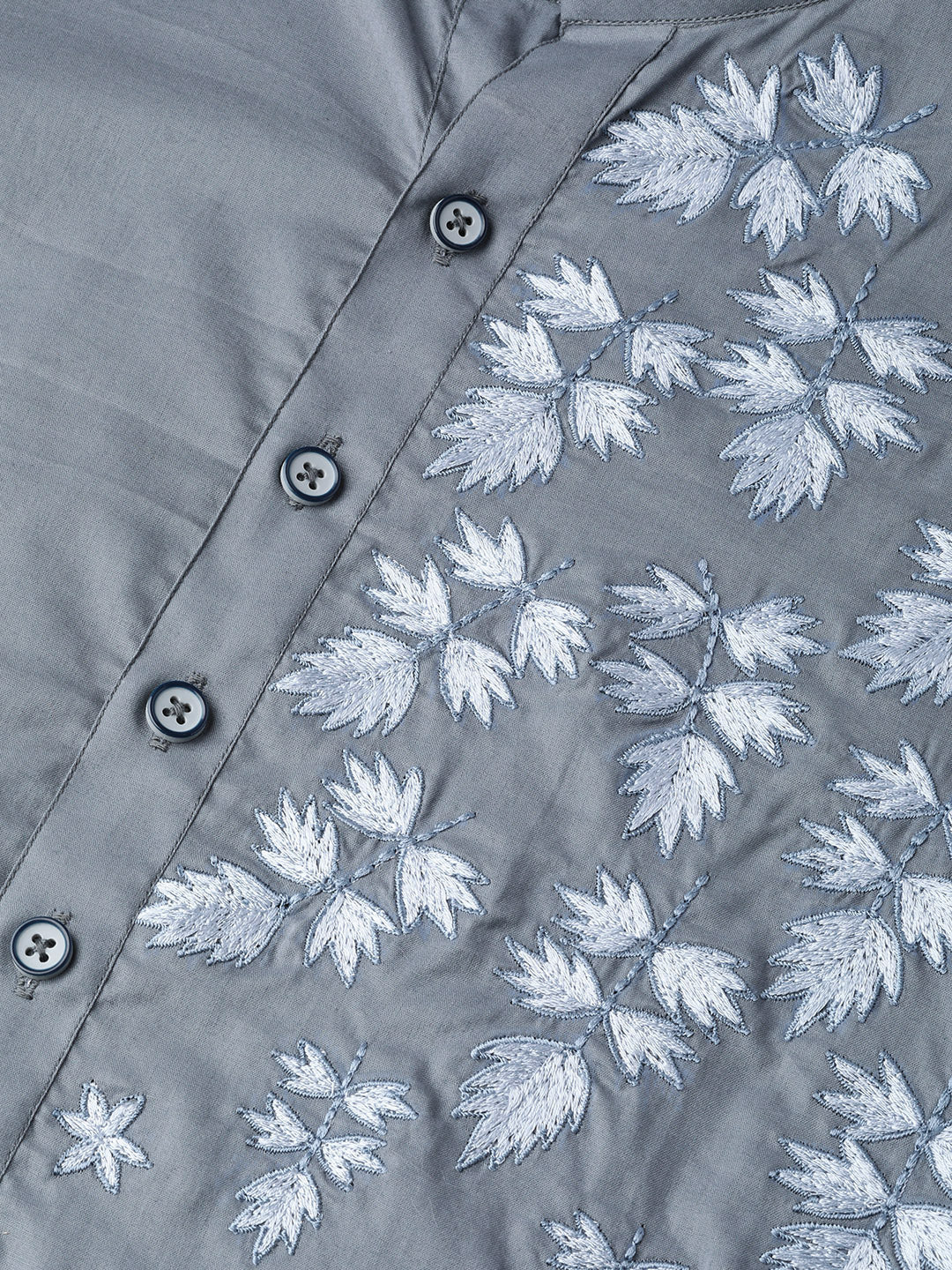 Grey Embroidered Straight kurta with Pyjama