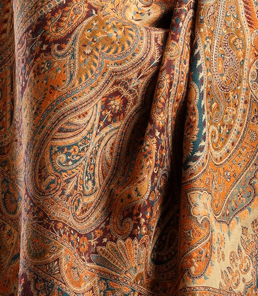 Tweedle Traditional Kashmiri Shawl/ Stole for Men, Wool Blend, Paisley Pattern – Beige