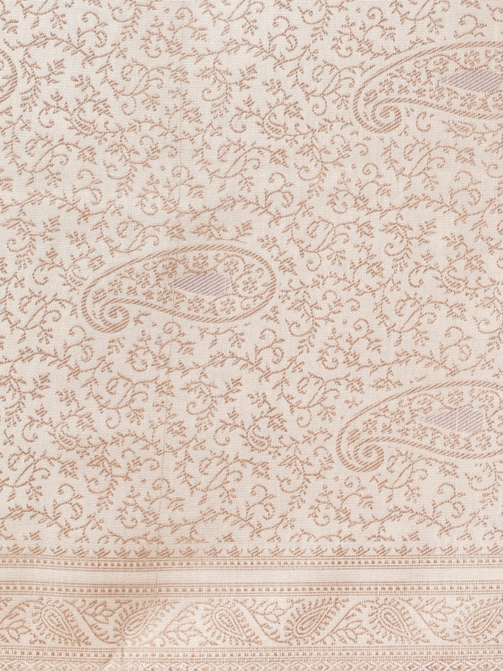 Tweedle Men’s Paisley Design, Zari Shawl - OffWhite, Size - 40 x 80 inches